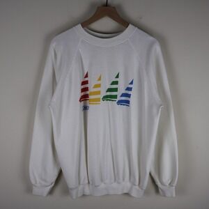 Vintage Chicago Sailboats Sailing Hanes Sweatshirt White XL 23x27.5